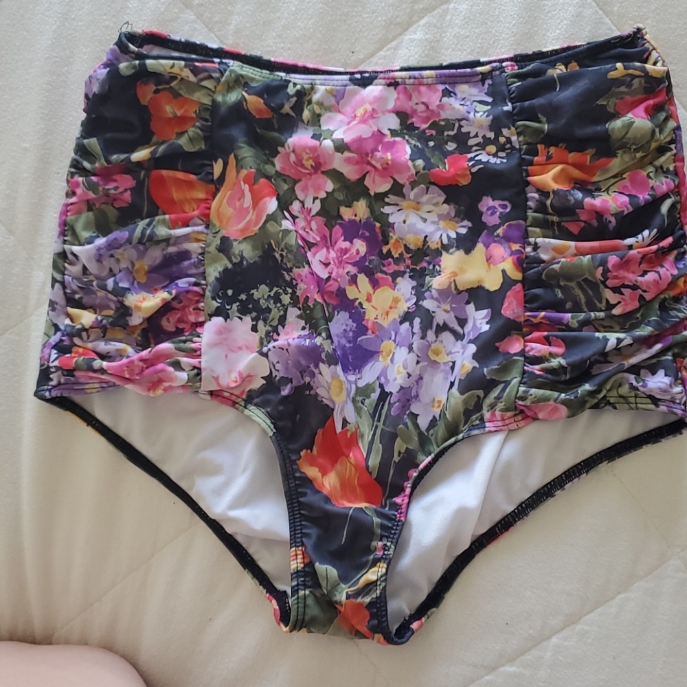 Kortni Jeane ruched high waisted swim bottoms